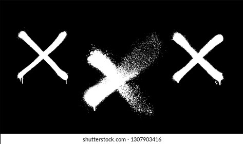 A set of crosses made with a spray. Vector illustration highly detailed template for background or design.