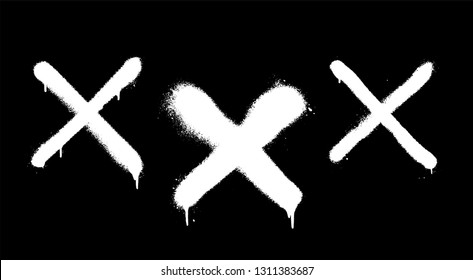 A set of crosses made with a spray. Vector illustration highly detailed template for background or design.