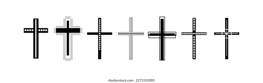 Conjunto de cruces sobre fondo blanco
