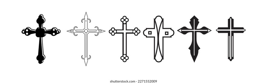Set of crosses on white background