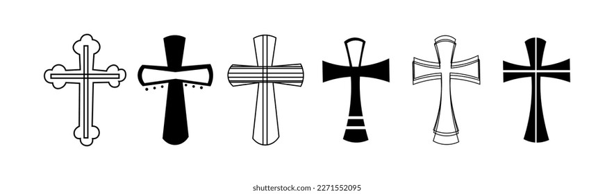 Set of crosses on white background