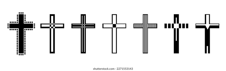 Set of crosses on white background