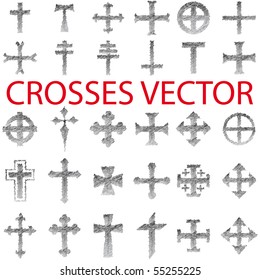 Set of Crosses Vector pencil scribble