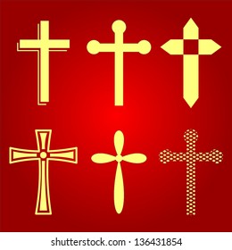 Set Crosses vector. various religious symbols