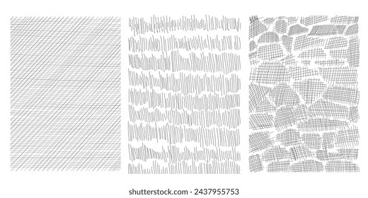 Conjunto de textura de rayado aislado, dibujado a mano