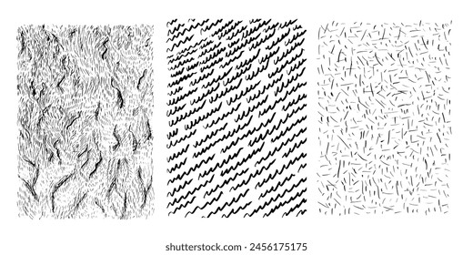 Conjunto de textura de rayado aislado, dibujado a mano