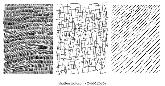 Set of crosshatch texture isolated, hand drawn