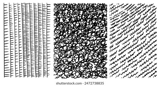 Set of crosshatch texture isolated, hand drawn