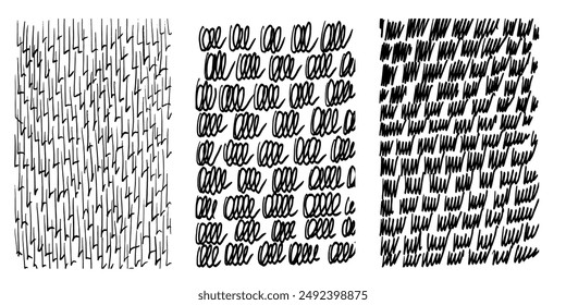 Conjunto de textura de rayado aislado, dibujado a mano