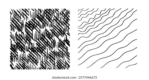 Set of crosshatch texture isolated, hand drawn, line texture