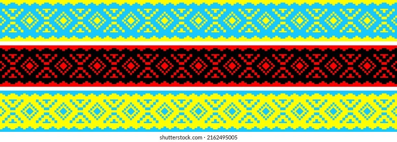 Set cross-stitched ornament of national pattern. Traditional Ukrainian folk embroidered shirt 2