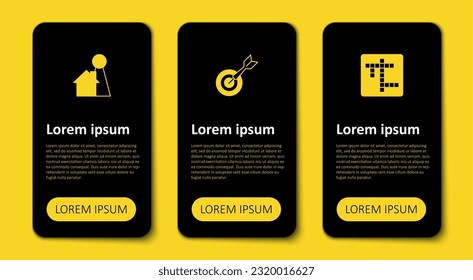 Set Crossword, Classic dart board and arrow and Chip for game. Business infographic template. Vector