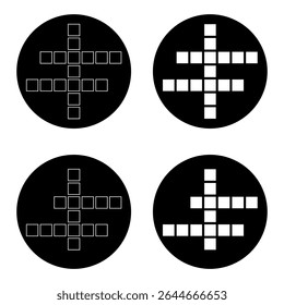 Conjunto de ícone de conceito de palavras cruzadas, gráfico de palavras cruzadas, ilustração de vetor plana da Web.