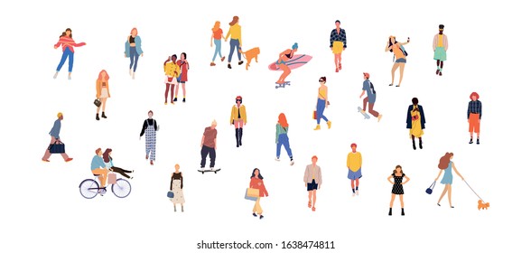Set of crowd fashionable people. Vector isolated flat illustrations - Shutterstock ID 1638474811