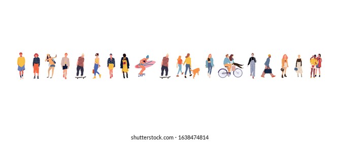 Set of crowd fashionable people. Vector isolated flat illustrations