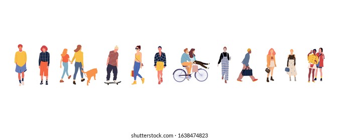 Set of crowd fashionable people. Vector isolated flat illustrations - Shutterstock ID 1638474823