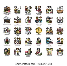 Set of Crowd Funding thin line and pixel perfect icons for any web and app project. 