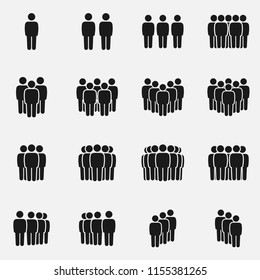 Set Crowd People Silhouettes Vector Icons Stock Vector (Royalty Free ...