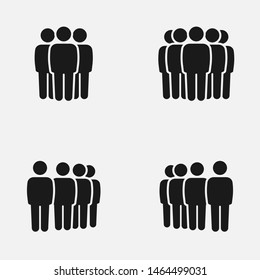 Set of crowd of people silhouettes vector icons.
