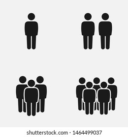 Set of crowd of people silhouettes vector icons.