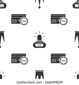 Set Crown, Casino win and Credit card on seamless pattern. Vector