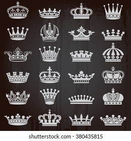 Set of crown heraldic silhouette icons