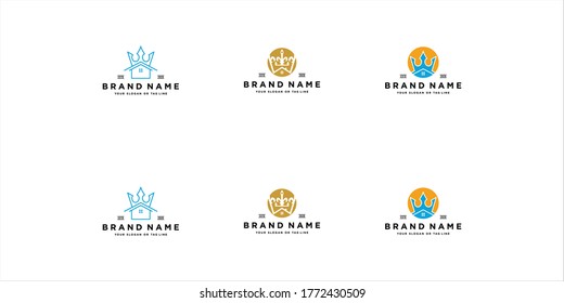 Kronenhaus-Logo-Design, Vektorgrafik-Vorlage