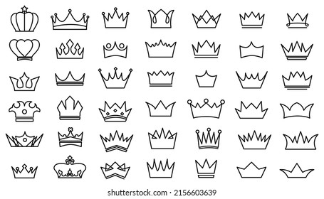 Set of crown icon isolated on white background. crown outline decoration