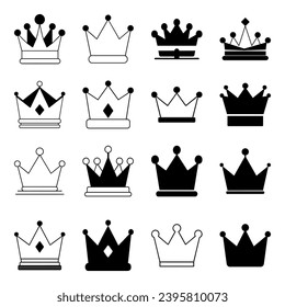 Set of crown icon. Pictogram vector design.