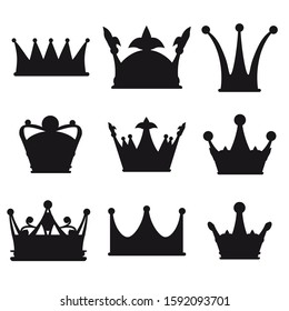 Set Crown Icon Royal, luxury symbol King, Queen. Vector illustration logo, app, UI isolated