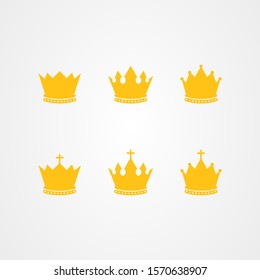 Set of crown icon symbol vector design