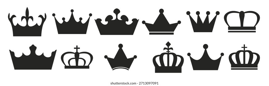 Conjunto de Ilustración vectorial de icono de corona