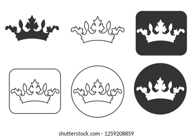 Set Crown icon. Vector symbol for king or princess. signs flat illustration.