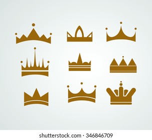 Set of Crown Icons