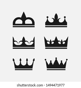 Set of crown icons. Collection of crown awards for winners, champions, leadership. Vector illustration