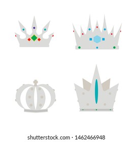 Set of crown icons. Collection of crown, champions, leadership. Vector isolated elements for logo, game, hotel, an app design. Royal king, queen, princess crown. Vector illustration eps 10.