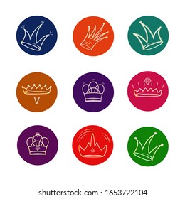 Set of crown icons in a flat linear style. Vector illustration, EPS10. Crown symbol for your website design, logo, app, user interface.