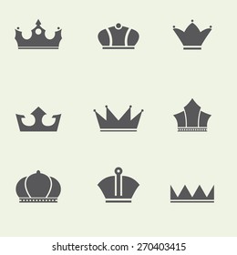 Set of crown icons, logo template vector