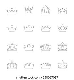 Set of crown icons, vector illustration