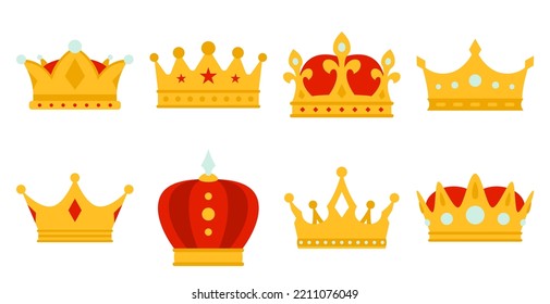 Set of Crown isolated on white background
