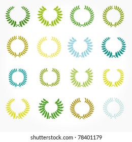 Set of crown laurel wreaths. Vector version also available in gallery