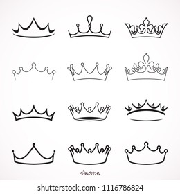 Set of crown line and bold icons