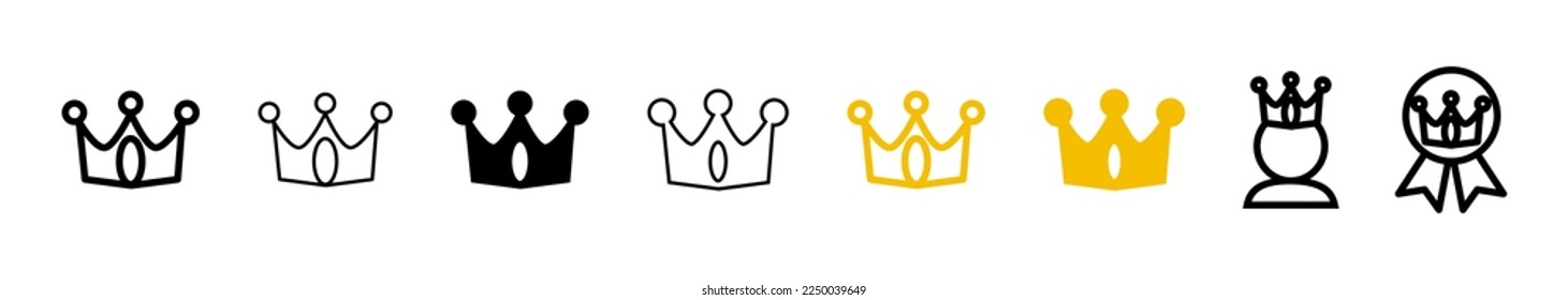 Set of Crown line shapes, thin line design vector illustration