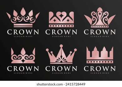 set of Crown Logo design . Royal , King Queen luxury symbol. Vector illustration