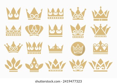 set of Crown Logo design . Royal, King Queen luxury symbol. Vector illustration