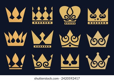 conjunto de diseños de logotipo de la Corona . Símbolo de lujo Royal Queen. Ilustración del vector