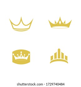 Set Crown Logo Template vector icon illustration design