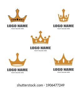 Set Crown Logo Template vector icon illustration design