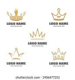 Set Crown Logo Template vector icon illustration design