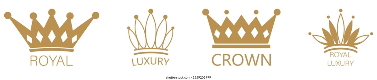 Set of crown logos. Can use for business company, hotel, boutique, restaurant, invitation, jewellery
